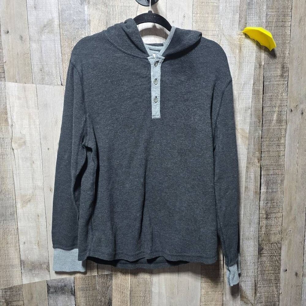 Carbon2Cobalt C2C Grey Knit Henley Hoodie Medium Outdoor Minimalist Basic Office